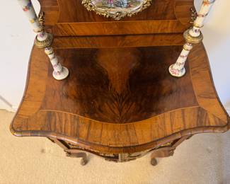 Diminutive French ormolu and porcelain mounted hutch