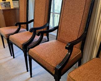 Set of 6 vintage carved and painted dining chairs