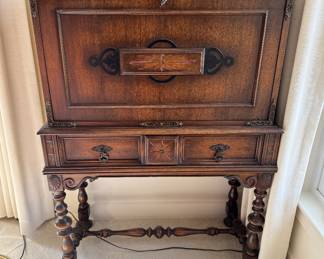 Carved fall front desk 45.5"h x 30.75"w x 15"d