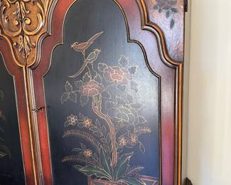 Carved Chinoiserie cabinet    5'4"h x 40"w x 17"d
