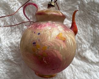 Antique glass teapot ornament 