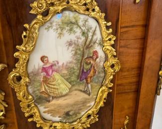 Diminutive French ormolu and porcelain mounted hutch
