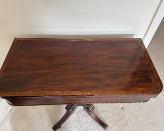 American classical flip-top game table with leather top