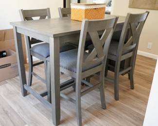Bar-height dining table and chairs