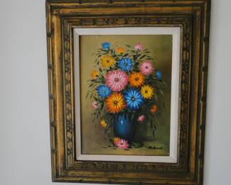 This painting, with the outstanding frame is a one of a kind piece