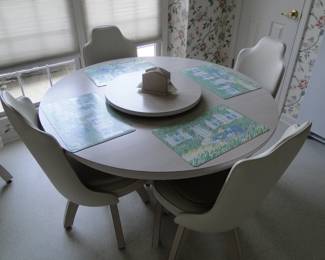 Remarkable 1970's Formica table and chairs set, complete with La-Z-Susan