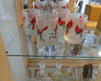 Christmas candle holders, Cardinal style