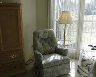 Nice comfortable chair, and floor lamp