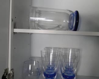 Clear and Blue drinkware set