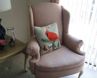 Pink chair.  Your choice of covers makes it new again