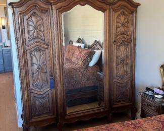 Antique Italian hand carved armoire
