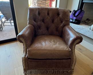 Embossed, leather chair, double-sided seat