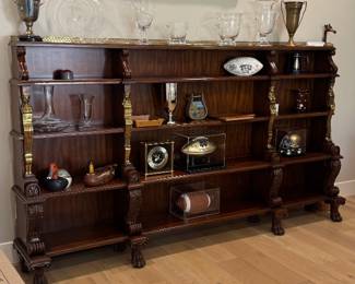 Gorgeous antique replica with lions feet bookshelf
