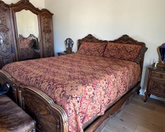 California king antique Italian hand carved bed
