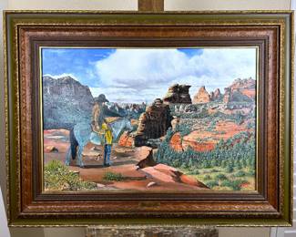 An original painting by Texas artist, Bascomb Herd (1934 - 2021). One of several by Herd in this sale