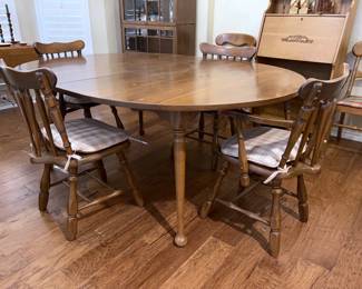 Vintage mid century maple dining table set