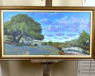 An original painting by Texas artist, Bascomb Herd (1934 - 2021). One of several by Herd in this sale
