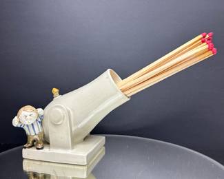 Vintage Fitz & Floyd ceramic fireplace match holder