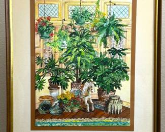 AN original painting by Houston, Texas artist, Alice Cash who was part of the 'The Garden Artist' group in Houston during the 1970s