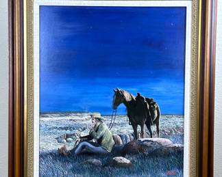 An original painting by Texas artist, Bascomb Herd (1934 - 2021). One of several by Herd in this sale