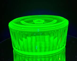 Antique 1920s Green Uranium Glass Container