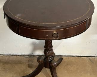Antique Mahogany Drum Table w/ Pedestal Base
