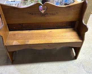 High Back Vintage Child's Bench