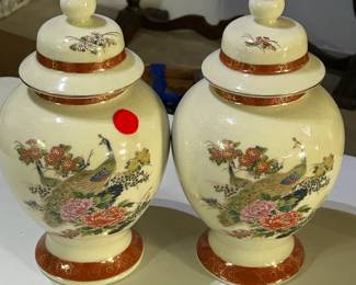 Vintage Japanese Porcelain Ginger Jar Vases