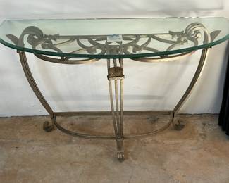 MCM Metal and Glass Hall Table