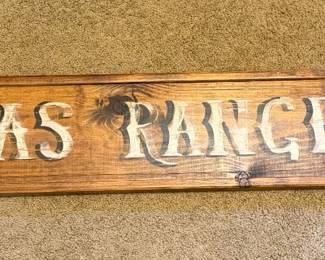 LARGE WOODEN TEXAS RANGERS SIGN