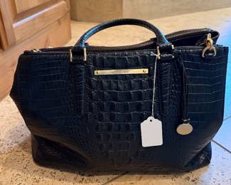 BRAHMIN BLACK CROCODILE LEATHER PURSE BAG