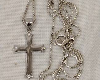 Sterling chain, gold cross pendant