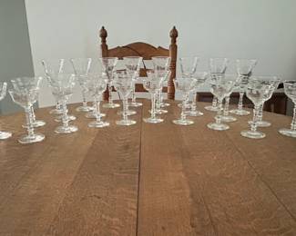 Antique set of (8) Etched glassware