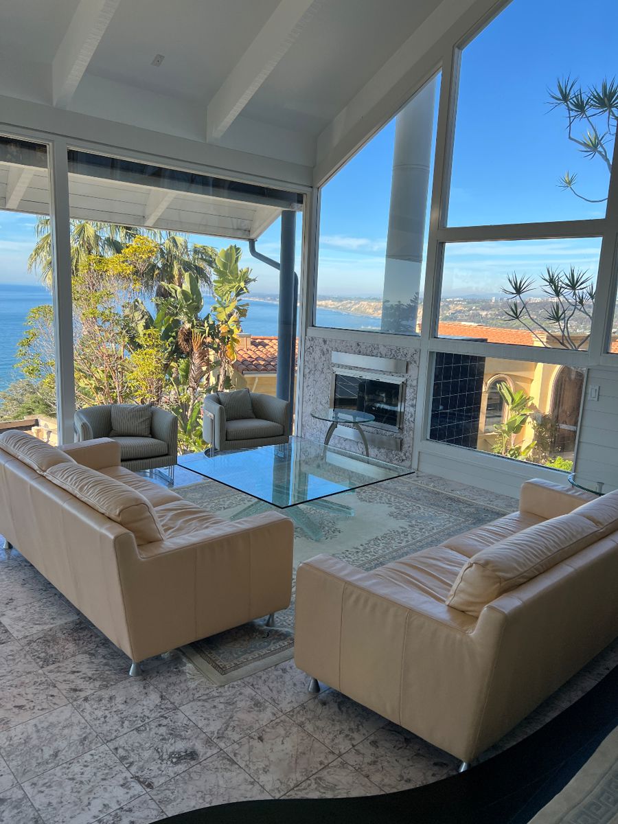 Fabulous Modernist Estate Sale - very very small! Roomand Board 2 plan yellow sofas - fine leather