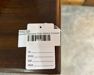 Spanish Baroque Style Walnut Console