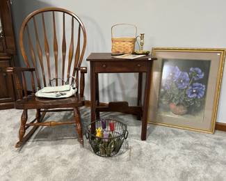 Wooden Rocking Chair, Framed Art  