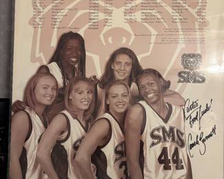 2000-2001 SMSU Lady Bears Coach Cheryl Burnett autographed poster. 