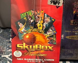 1995-96 Skybox Premium NBA Basketball Cards Series 2. Sealed box at that!  If you are excited about this box, you might pee your pants when you see the next two pictures. 