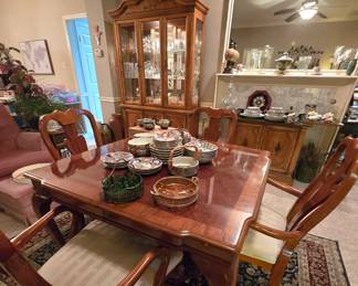 ***STILL AVAILABLE*** 4 chairs on rollers with square table - all wood - from Star Furniture