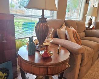 large selection of occasional tables, lamps, and more