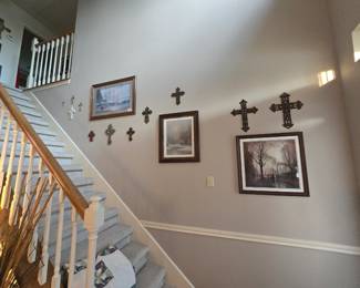 Wall decor throughout the house, cross collection and beautiful framed art