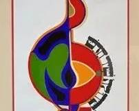 "Sing a New Song" a contemporary, colorful rendition of the treble clef by Mordichai Rosenstein - framed, signed & numbered