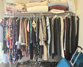 Men's and women's clothing & shoes, blankets, quilts and pillows