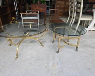 Very heavy brass & glass tables