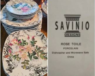 Savinio Dish Set  Rose Toile Porcelain
