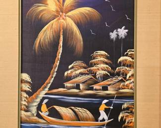 Vintage silk painting