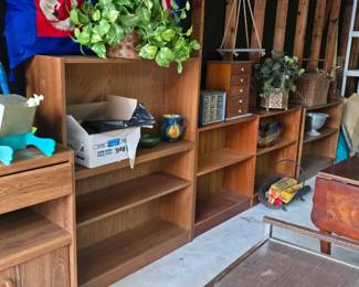 These wood shelves are in the garage but they were moved their to make more space in the house.  They were never stored outside until this sale.  They are in great shape!  We have several sizes!  