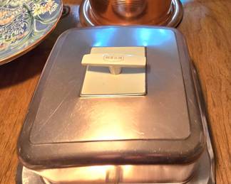 West Bend rose-colored square cake carrier + round cake carrier