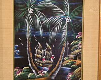 Vintage silk painting