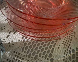 Pink Depression Glass Plates
